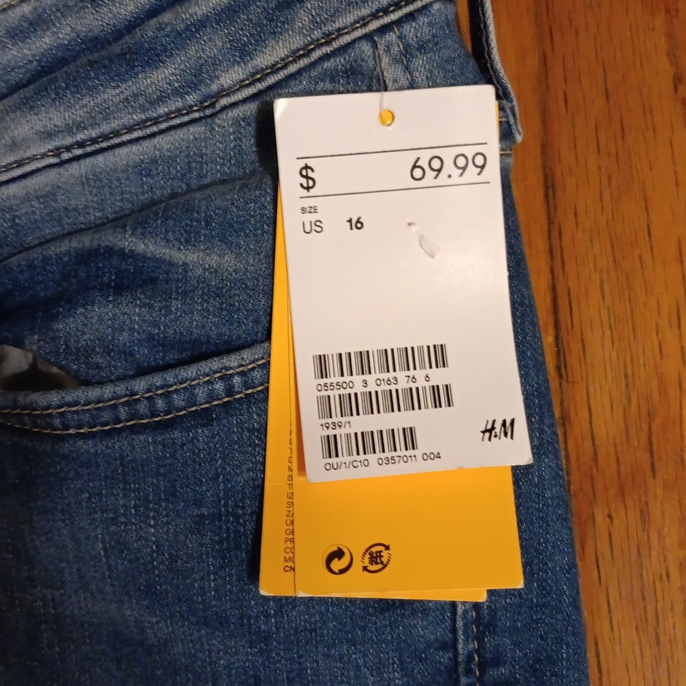H&M Body Shaping Hi-Tech Stretch Skinny Jeans Size 16 NWT - Picture 2 of 3